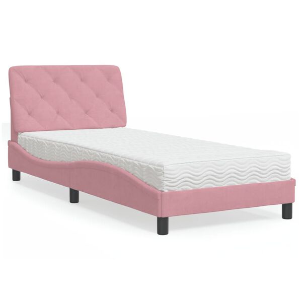 vidaXL Bett mit Matratze Rosa 90x190 cm Samt