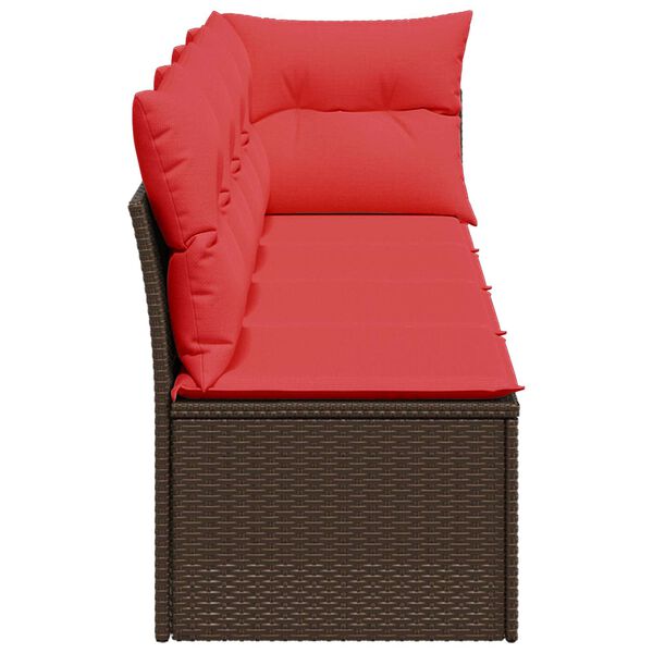 vidaXL Gartensofa mit Kissen 4-Sitzer Braun Poly Rattan