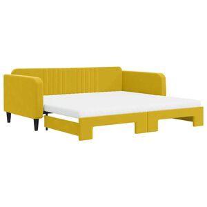 vidaXL Tagesbett Ausziehbar mit Matratzen Gelb 100x200 cm Samt