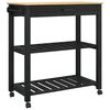 vidaXL K&uuml;chentrolley MONZA Schwarz 84 x 40 x 88,5 cm Massivholz Kiefer