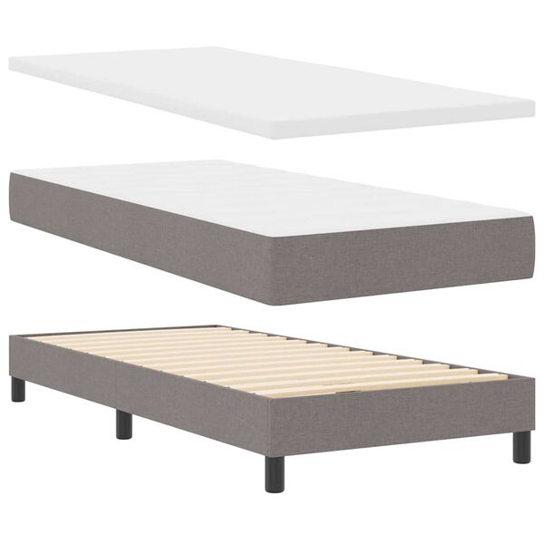 vidaXL Boxspringbett mit Matratze Taupe 200 x 180 cm Polyester