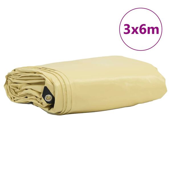 vidaXL Plane 650g / m² Beige 3 x 6 m Canvas mit PVC-Beschichtung