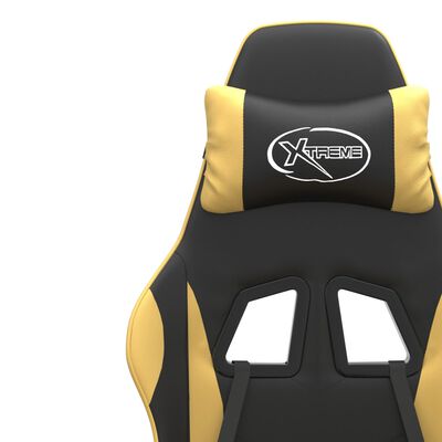 vidaXL Gaming-Stuhl mit Fußstütze Drehbar Schwarz & Golden Kunstleder