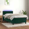 vidaXL Boxspringbett mit Matratze & LED Dunkelgr&uuml;n 90x190 cm Samt