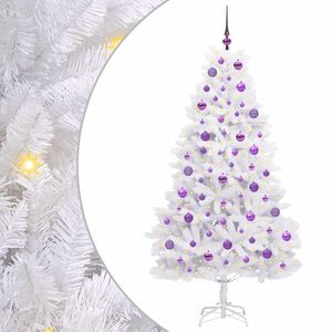 vidaXL K&uuml;nstlicher klappbarer Weihnachtsbaum Wei&szlig; 180 cm PVC und Stahl