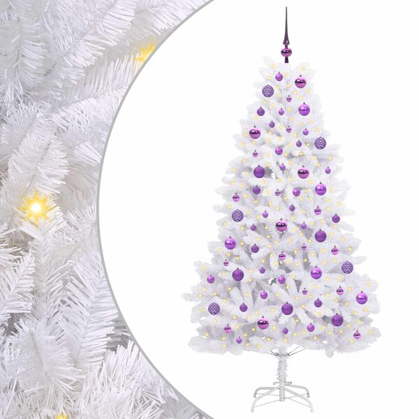 vidaXL K&uuml;nstlicher klappbarer Weihnachtsbaum Wei&szlig; 180 cm PVC und Stahl