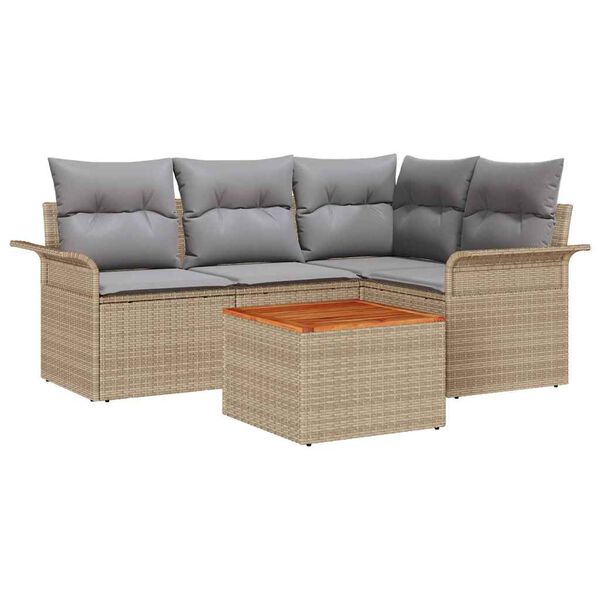 vidaXL Gartensofa-set 5 pcs Beige und Hellgrau Poly-Rattan