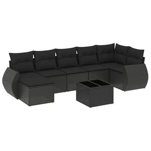 vidaXL 8-tlg. Garten-Sofagarnitur mit Kissen Schwarz Poly Rattan