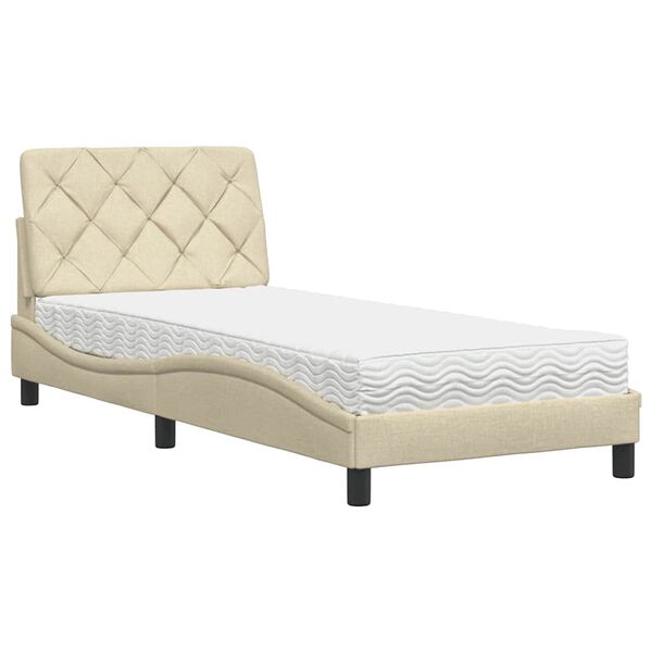 vidaXL Bett mit Matratze Creme 90x190 cm Stoff