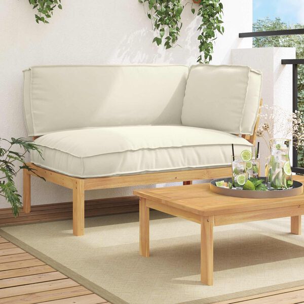 vidaXL Sofa Set mit Kissen Creme 133 x 92 x 69 cm Massivholz Akazie
