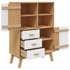 vidaXL Highboard OLDEN Wei&szlig; und Braun 85x43x125 cm Massivholz Kiefer