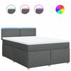 vidaXL Boxspringbett mit Matratze Dunkelgrau 140x190 cm Stoff