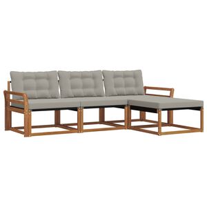 vidaXL Outdoor-Sofagarnitur 4 stk. Nat&uuml;rlich und Hellgrau