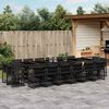 vidaXL 17-tlg. Garten-Essgruppe mit Kissen Schwarz Poly Rattan