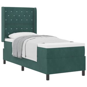 vidaXL Boxspringbett mit Matratze Dunkelgr&uuml;n 80 x 200 cm Samt