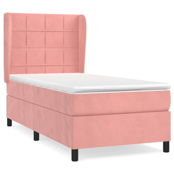 vidaXL Boxspringbett mit Matratze Rosa 80x200 cm Samt