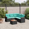 vidaXL 6-teiliges Gartensofa-Set mit Kissen, schwarzes Polyrattan