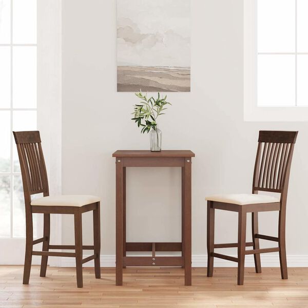 vidaXL Barhocker mit Kissen 2 Stk. Braun Massivholz Gummibaum