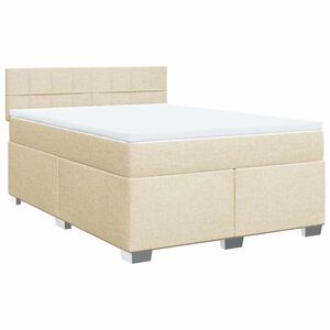 vidaXL Boxspringbett mit Matratze Creme 140x190 cm Stoff