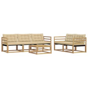 vidaXL Outdoor-Sofagarnitur 6 pcs Wei&szlig; und Beige 79 x 79 x 37 cm