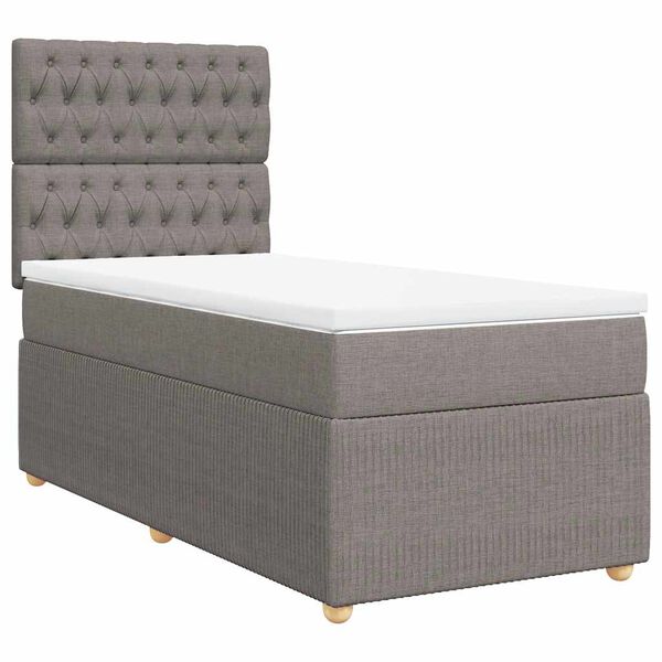 vidaXL Boxspringbett mit Matratze Taupe 90x190 cm Stoff