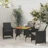 vidaXL Gartentisch Schwarz 70x70x72 cm Poly Rattan & Massivholz Akazie