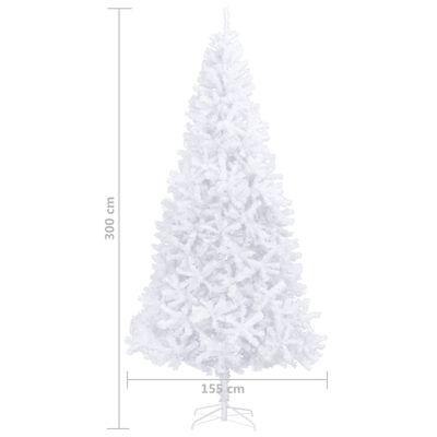 vidaXL Künstlicher Weihnachtsbaum Beleuchtung & Kugeln LEDs 300cm Weiß