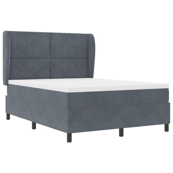 vidaXL Boxspringbett mit Matratze Dunkelgrau 190 x 140 cm Samt