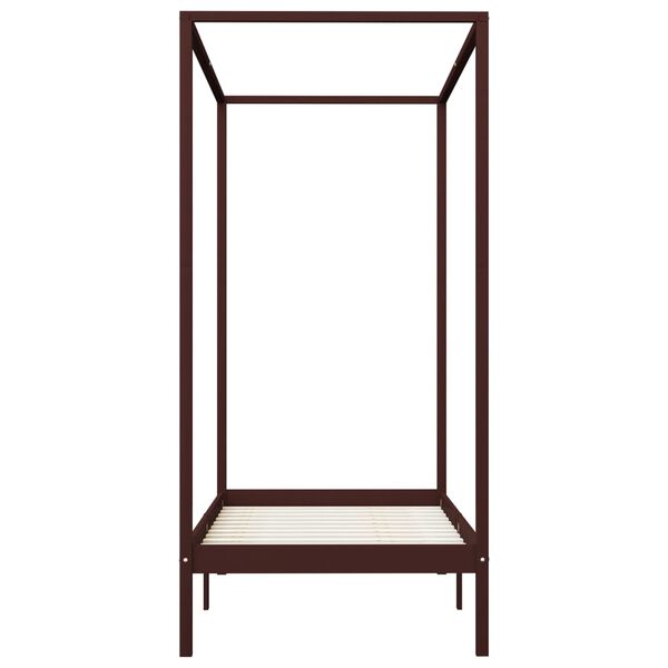 vidaXL Himmelbett-Gestell Dunkelbraun Massivholz Kiefer 90 x 200 cm