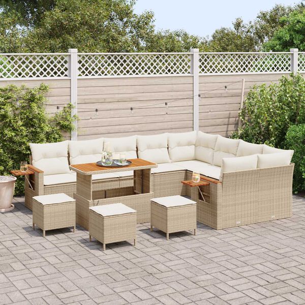 vidaXL Gartensofa-set mit Kissen 13 pcs Beige und Creme
