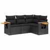 vidaXL 4-tlg. Garten-Sofagarnitur mit Kissen Schwarz Poly Rattan