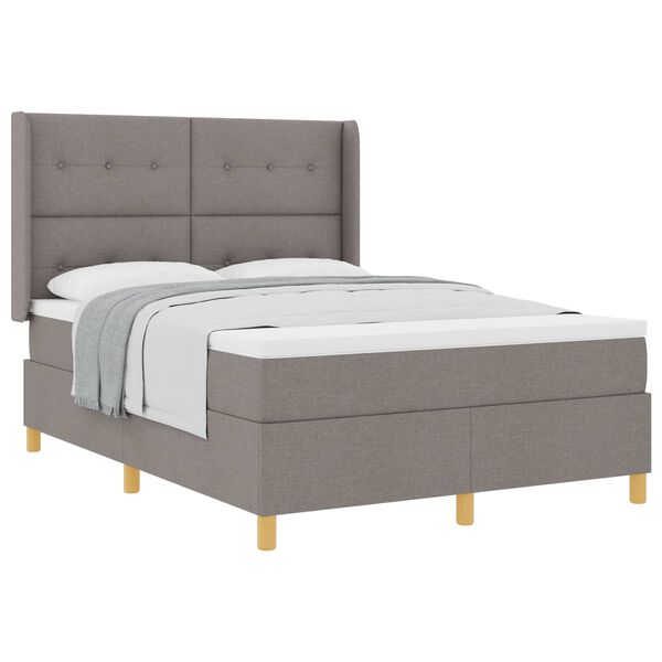 vidaXL Boxspringbett mit Matratze Taupe 140 x 200 cm Stoff