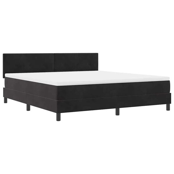 vidaXL Boxspringbett mit Matratze Schwarz 180 x 200 cm Samt