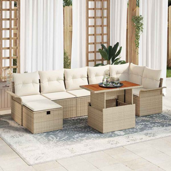 vidaXL Garten-Sofa-Set 8 pcs Beige Poly-Rattan