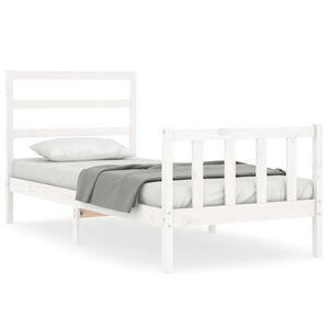 vidaXL Massivholzbett ohne Matratze Wei&szlig; 90x190 cm Kiefernholz