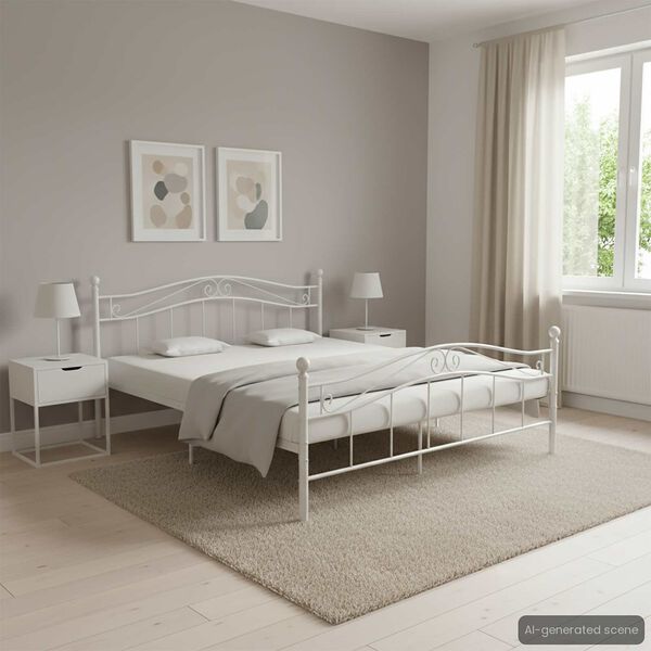 vidaXL Bett Weiß Metall 160x200 cm