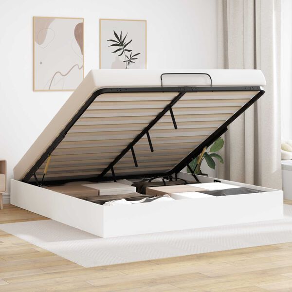 vidaXL Ottoman Bettgestell Wei&szlig; 193 x 120 x 25 cm Spanplatte