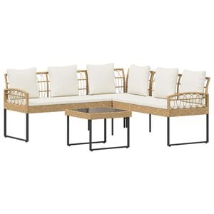 vidaXL Gartensofa-set 2 stk. Natur Poly Rattan Stahl