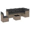 vidaXL 7-tlg. Garten-Sofagarnitur mit Kissen Grau Poly Rattan