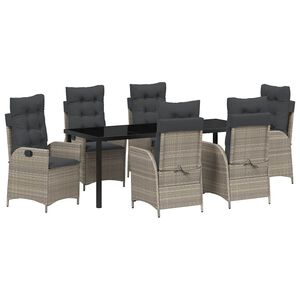 vidaXL Garten Essgruppe 7 stk. Hellgrau Poly-Rattan