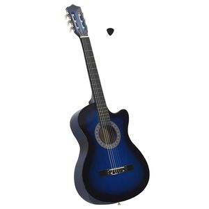 vidaXL Westerngitarre Cutaway mit 6 Saiten Blau-Schattiert 38"