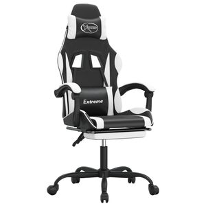 vidaXL Gaming-Stuhl mit Fu&szlig;st&uuml;tze Drehbar Schwarz & Wei&szlig; Kunstleder