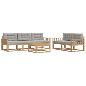 vidaXL Outdoor-Sofagarnitur 6 stk. Wei&szlig; und Hellgrau