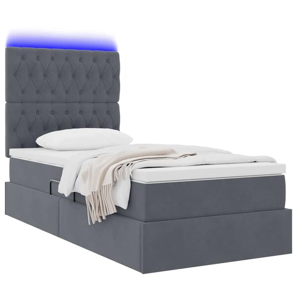 vidaXL Bett mit Stauraum und LED mit LED Dunkelgrau 100 x 200 cm Samt