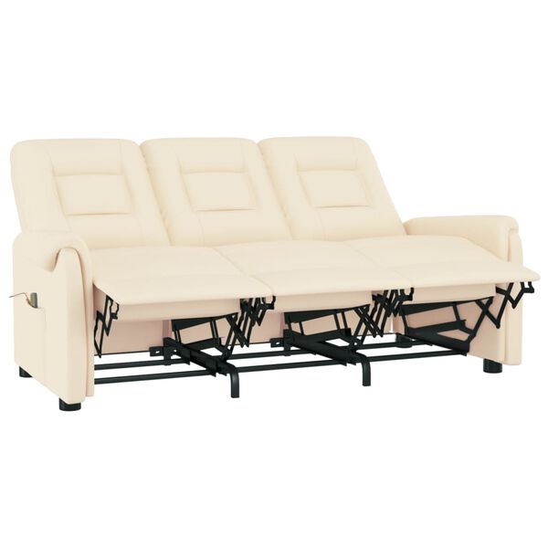 vidaXL 3-Sitzer Massagesessel Creme Kunstleder