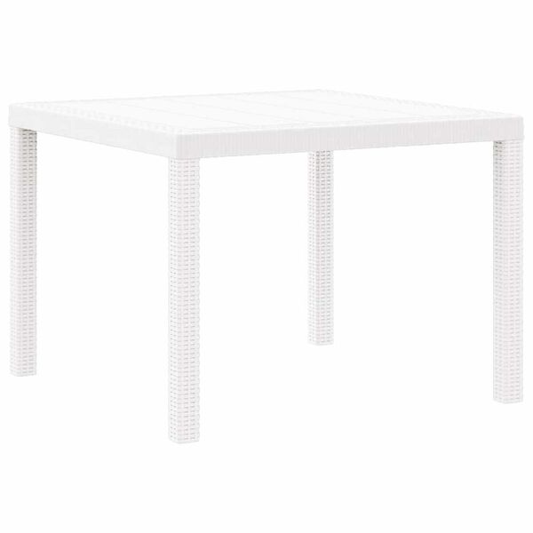 vidaXL Garten-Esstisch Weiß 100 x 100 x 73 cm Poly-Rattan