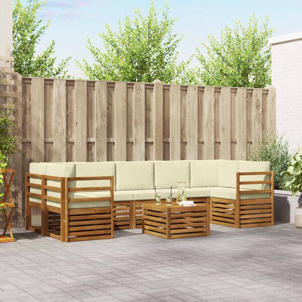 vidaXL Sofagarnituren 8 pcs Natur und Creme Massivholz Akazie