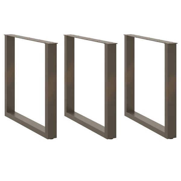 vidaXL Esstischbeine U-Form 3 Stk. Naturstahl 90x(72-73) cm Stahl