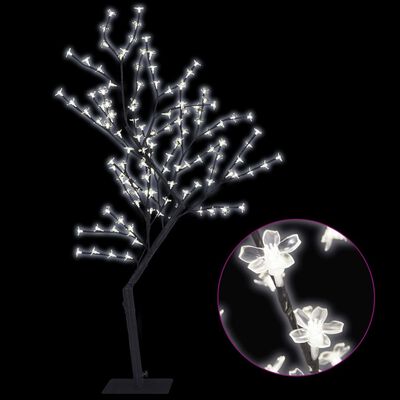 vidaXL Weihnachtsbaum 128 LEDs Kaltweißes Licht Kirschblüten 120 cm