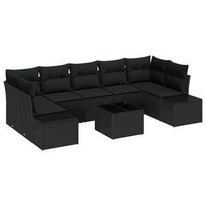 vidaXL Sofa Set mit Kissen 8 pcs Schwarz Poly Rattan